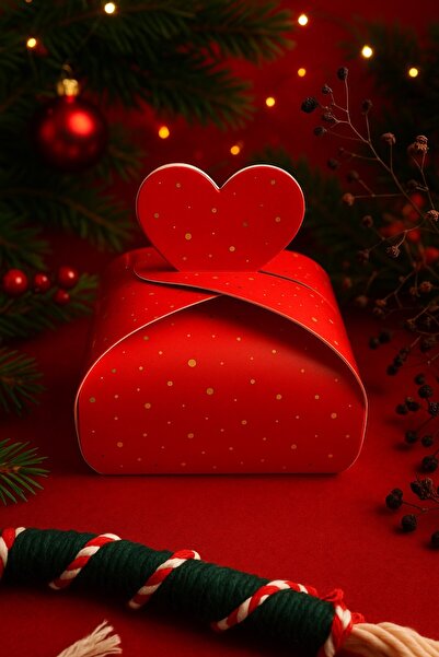 Emtory Home 25 Adet Kırmızı Model Kalpli Şeker Kutusu -Lokum Kutusu - Kına He...