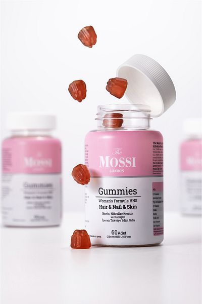The Mossi London Hair, Nail, Skin Vitamin Chewable Gummy for Women, Keratin, Collagen, C | E | B12 | D3, ,Biotin