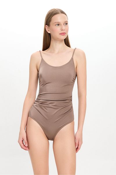 TOO SALTY SWIMWEAR Γυναικείο μπεζ μαγιό με λεπτό λουράκι 23s103st