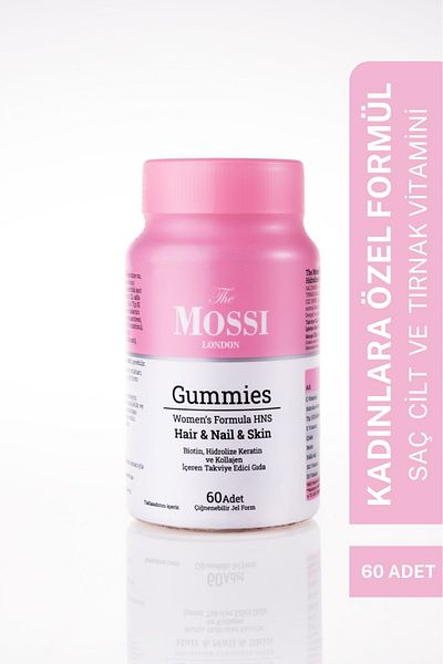 The Mossi London Hair, Nail, Skin Vitamin Chewable Gummy for Women, Keratin, Collagen, C | E | B12 | D3, ,Biotin