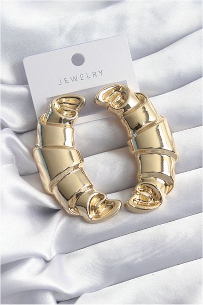 Skygo Brass Gold Color Croissant Model Women's Earrings - Tj-bkp8251