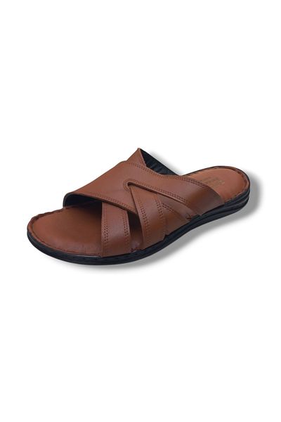 Growish Gr0294 Inside and Outside Genuine Leather Anti-Slip Rubber Sole Men's Comfort Comfortable Slippers
