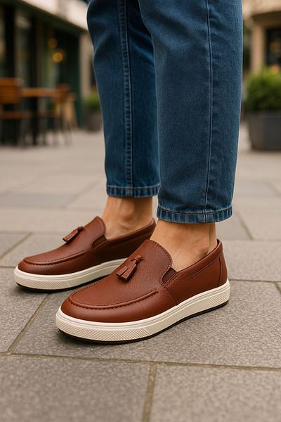 Growish Gr0318 Genuine Leather Lightweight Poly Sole Summer Men's Tasseled Top Quality Loafer Shoes