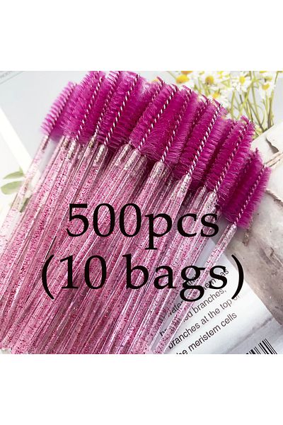 Choice 500pcscrystalrosered 500pcs Crystal Eyelash Makeup Brush Diamond Handle Mascara Wands Eyelash Extens