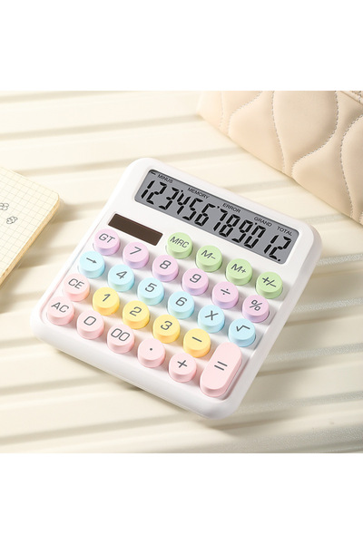 Choice3 White Dopamine Candy Colored Desktop Calculator, High Beauty, Office, School, Student Stationery, Cu