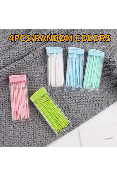 Choice 4 قطع بألوان عشوائية 240/120/60 قطعة فرشاة بين الأسنان فرشاة ذات رأسين لتنظيف الأسنان