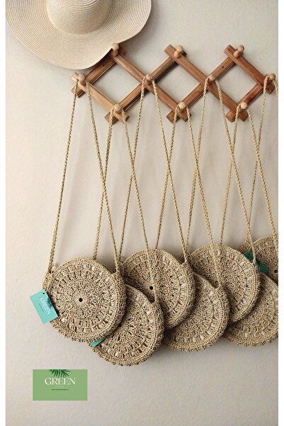 Asmene Hasır Çanta - El Örgüsü Hasır Omuz Çantası Askılı Çanta Kağıt Ip - Hediyelik Yazlık