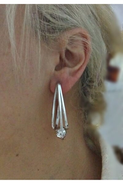 mos&more Gümüş Topçuklu Halka Hafif Kadın Küpe,uzunluk 5cm