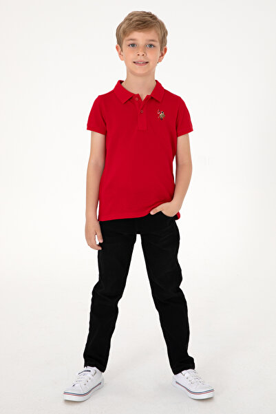 U.S. Polo Assn. Erkek Çocuk Kırmızı Basic Polo Yaka Tişört 50306484-VR030