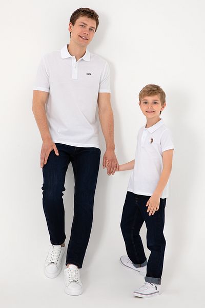 U.S. Polo Assn. Boy's White Basic Polo Neck T-Shirt 50306484-Vr013