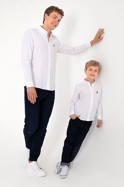 U.S. Polo Assn. Ανδρικό λευκό μακρυμάνικο πουκάμισο Basic 50306338-VR013