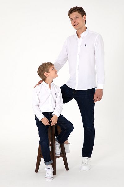 U.S. Polo Assn. Ανδρικό λευκό μακρυμάνικο πουκάμισο Basic 50306338-VR013