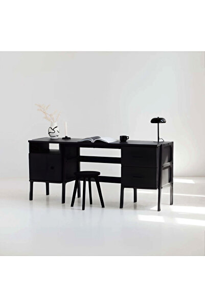 Woodesk Terra Ahşap Çalışma Masası 180X60 Siyah Renk CPT4640-180