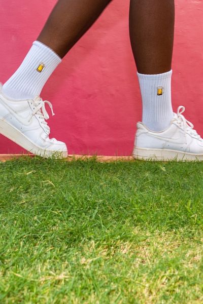 AYDK 2 Pairs Embroidered Funny Women Men Cocktail Socks White Tennis Socks Socket Socks
