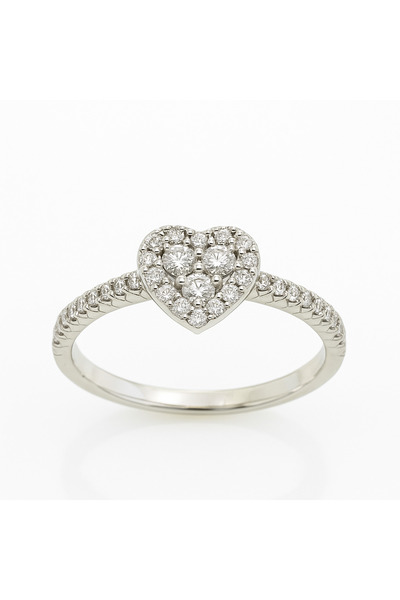 Tuğrul Kuyumculuk Kalp Motifli 0.24 Ct Pırlanta Yüzük – 18 Ayar Beyaz Altın,J...