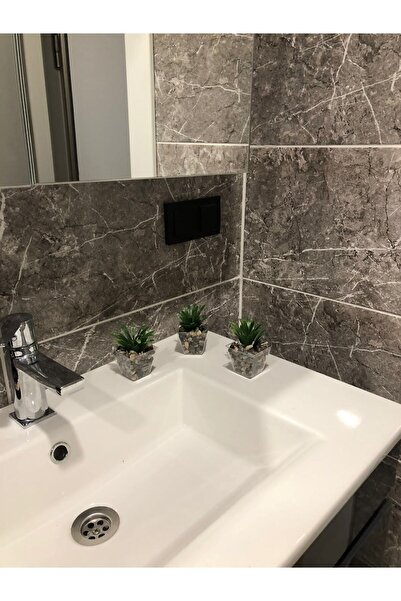 Süs ağacı 3’lü Doğal Taş Saksıda Yapay Yeşillik Yapay Çiçek Banyo Çiçeği 6cmx10cm