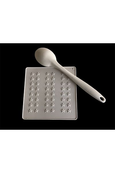 PİNK ROSE Bybirgül Slilikon Star White Trivet 17X17 cm Airfyer Baking Mat + Spoon (1Pc)