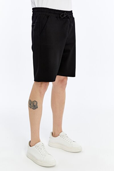 AXXEL Men's Black Back Pocket Zipper Shorts-S2178