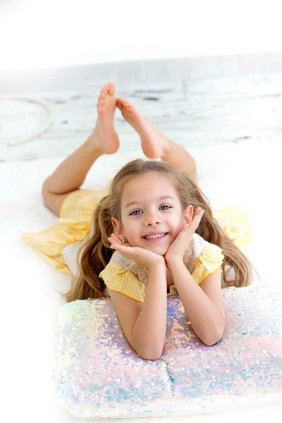 KALİNKA KİDS WEAR Girl's Ruffle Detailed Yellow Bow Summer Dress