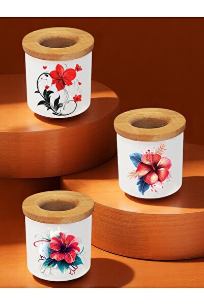 lili hediyelik Model de flori imprimat 3 bucăți din lemn ceramică suport stil...