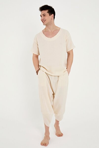 RELAXL 100% Cotton Thin Fabric Shile Cloth Cream Modern Baggy Yoga Meditation Clothing