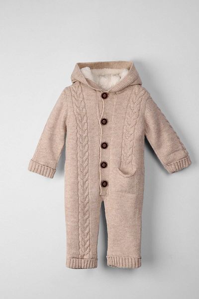 Puppis Baby Natural Wool Knitwear Baby Jumpsuit - Hair Braid Welsoft Lined