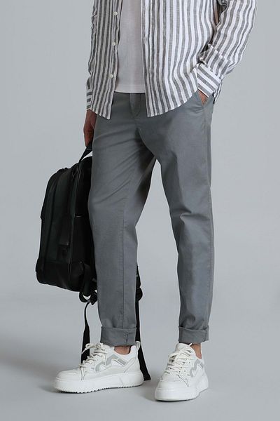 Lufian 111190313 Tom Smart Ανδρικό παντελόνι Chino Slim Fit Ανδρικό παντελόνι πράσινο