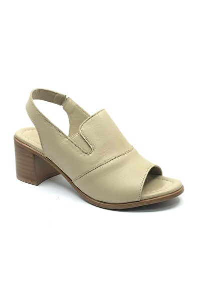 Venüs Ülk Genuine Leather Comfort Orthopedic Women's Sandals Beige