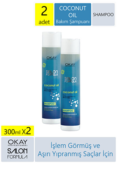 OKAYPROFESSIONNEL SALON FORMULA İşlem Görmüş ve Aşırı Yıpranmış Saçlar İçin 2'li COCONUT Şampuan (300ml x 2 adet)
