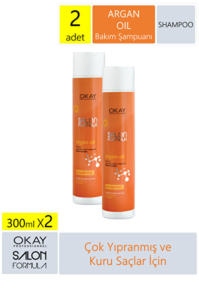 OKAYPROFESSIONNEL SALON FORMULA 2'Lİ SET ARGAN Şampuan (300ml+300ml) OKAY PROFESSIONNEL