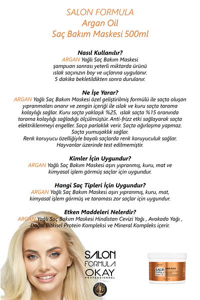 Okay 500 ml Argan Oil Salon Formula Hair Mask