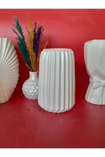 elvanhobi Vazo, çizgili vazo ,dekoratif vazo 15 cm
