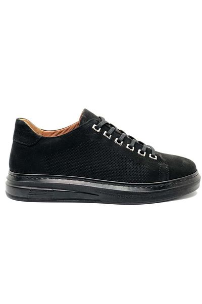 Kids Club Shoes Dropland 8950 Leather Men's Casual Shoes Black-Nubuk