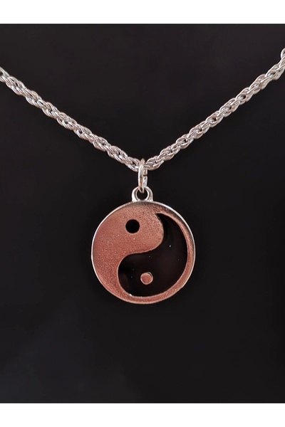 GOSSİP TEAM Antik Gümüş Kaplama Sembol Ying-Yang Zincirli Unisex Kolye
