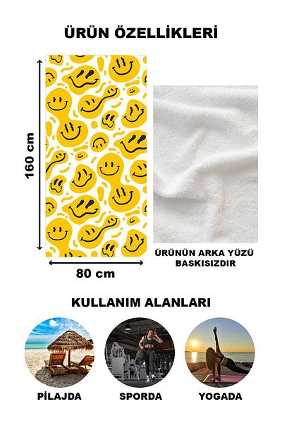 Doruklar Home Collection Πετσέτα θαλάσσης με μοντέρνο σχέδιο Peshtemal 80x160 CM Aqua69