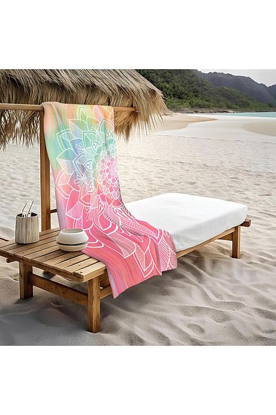 Doruklar Home Collection Μοντέρνα πετσέτα παραλίας με μοτίβο Mandala 80x160 cm Md02