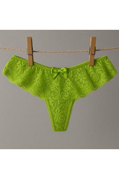 enmodaiçgiyim Pistachio Green Women's Lace Luxury Thong