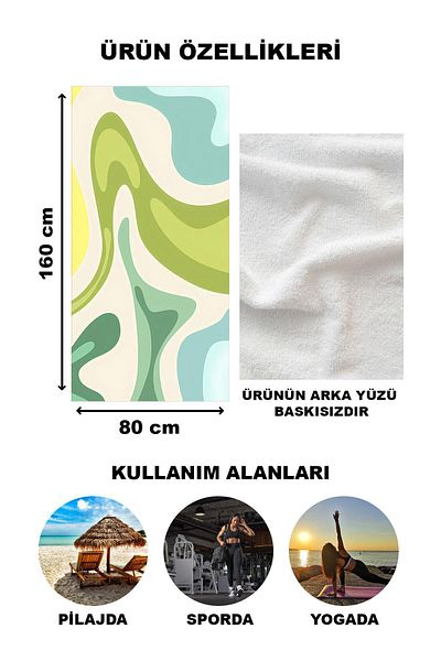 Doruklar Home Collection Πετσέτα θαλάσσης με μοντέρνο σχέδιο Peshtemal 80x160 CM Aqua42