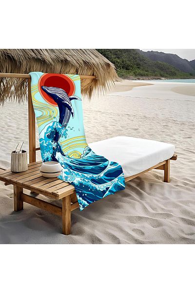 Doruklar Home Collection Πετσέτα θαλάσσης με ρετρό σχέδιο Whale Beach 80x160 CM VTA12