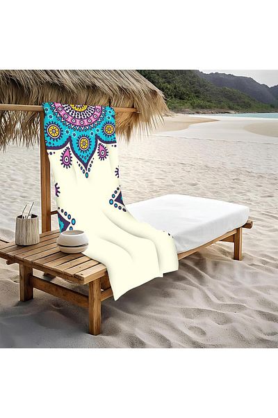 Doruklar Home Collection Μοντέρνα πετσέτα παραλίας με μοτίβο Mandala 80x160 cm Md08
