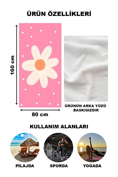 Doruklar Home Collection Πετσέτα θαλάσσης με μοντέρνο σχέδιο Peshtemal 80x160 CM Aqua78