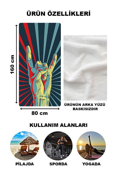 Doruklar Home Collection Μοντέρνα ρετρό μοτίβο πετσέτα παραλίας μαγιό 80x160 cm Rtr09