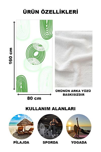 Doruklar Home Collection Πετσέτα θαλάσσης με μοντέρνο σχέδιο Peshtemal 80x160 CM Aqua74