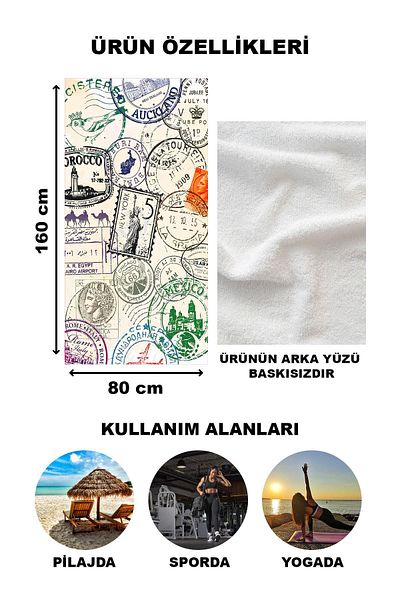 Doruklar Home Collection Πετσέτα θάλασσας με μοντέρνα σχέδια ψηφιακής εκτύπωσης 80x160 cm Lion13
