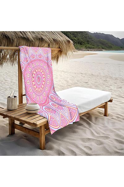 Doruklar Home Collection Μοντέρνα πετσέτα παραλίας με μοτίβο Mandala 80x160 cm Md06