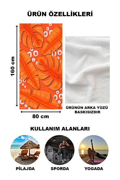 Doruklar Home Collection Πετσέτα θαλάσσης με μοντέρνο σχέδιο Peshtemal 80x160 CM Aqua21