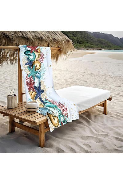 Doruklar Home Collection Πετσέτα θαλάσσης με σχέδιο αστερίας Peshtemal 80x160 CM VTA19