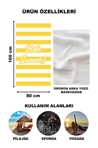 Doruklar Home Collection Hello Summer Stripe Πετσέτα θαλάσσης με μοτίβο Peshtemal 80x160 CM SPC03
