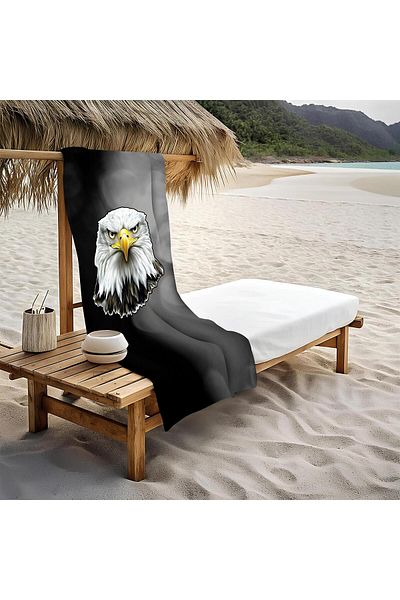 Doruklar Home Collection Black Eagle Pattern Beach Towel 80X160 cm Spc09