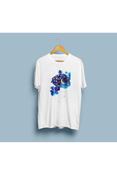 eioswear Μπλουζάκι Unisex oversized - Σχέδιο ουρανού, φεγγαριού και αστεριών